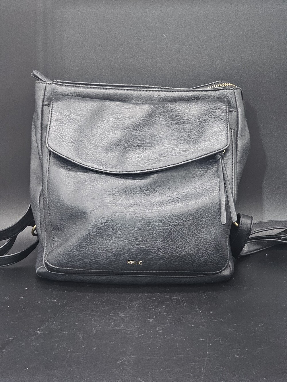 Relic by Fossil Black Faux Leather Flap Crossbody Shoulder Bag Handbag